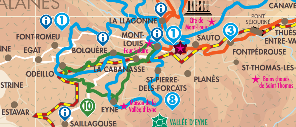 Randonnées carte cyclotourisme mont-louis circuit haut Conflent